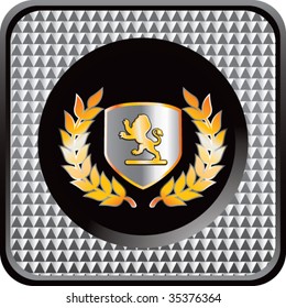 lion shield on checkered icon