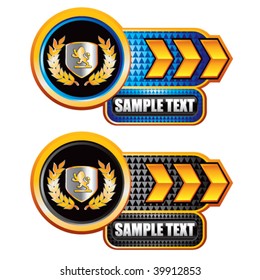 lion shield on gold arrow banners