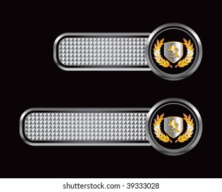 lion shield on silver checkered banners