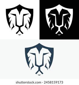 Lion Shield Security Face Logo
