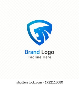 lion shield security logo vector graphic design