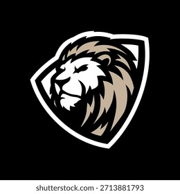 Ilustración de icono de Vector de logotipo deportivo de escudo de león