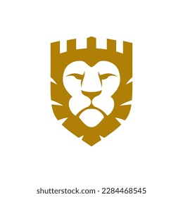 lion shield vector logo template