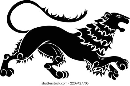 Lion shilloute heraldic element vector ilustration