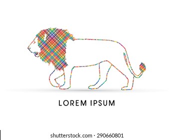 Lion side view, designed using colorful line, graphic vector.