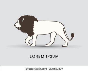 Lion side view, graphic vector.