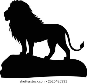Lion Side View Hunting Silhouette Vector Illustration