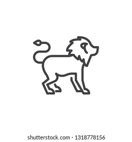 Lion side view line icon. linear style sign for mobile concept and web design. lion standing outline vector icon. Wild animal symbol, logo illustration. Pixel perfect vector graphics