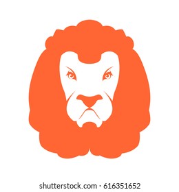 Lion sign logo. Leo emblem icon. Wild animal savanna. Africa predator head