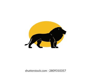 Lion silhouette flat vector illustration isolated for wild animal kingdom.