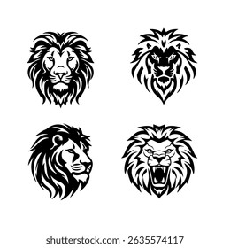"Lion Silhouette Icons Set – Wild Animal Vector Symbol Collection"
