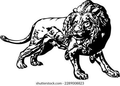 Lion Silhouette Illustration, Lion Face Silhouette Illustration with Regal Expression