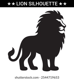 Lion Silhouette illustration Vector design white Background. Lion black silhouette.