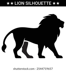 Lion Silhouette illustration Vector design white Background. Lion black silhouette.