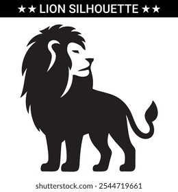 Lion Silhouette illustration Vector design white Background. Lion black silhouette.