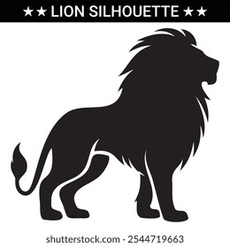 Lion Silhouette illustration Vector design white Background. Lion black silhouette.