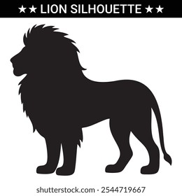 Lion Silhouette illustration Vector design white Background. Lion black silhouette.