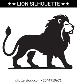 Lion Silhouette illustration Vector design white Background. Lion black silhouette.