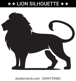 Lion Silhueta ilustração Vetor design branco Fundo. Silhueta preta de leão.