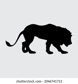 Lion Silhouette, Lion Isolated On White Background