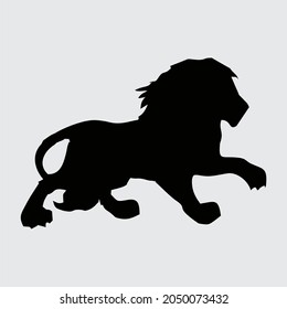 Lion Silhouette, Lion Isolated On White Background
