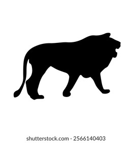 Lion silhouette isolated on white background. side view. vector design element eps 10