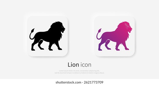 Lion silhouette logo. Black lion icon isolated on white background. Vector illustration.