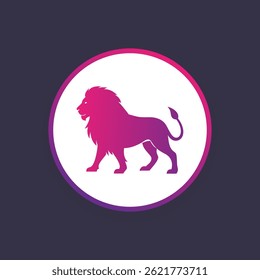 Lion silhouette logo. Black lion icon isolated on white background. Vector illustration.