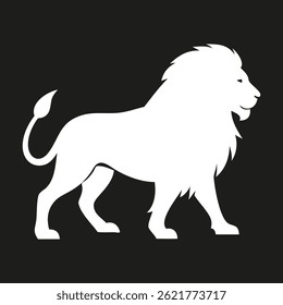 Lion silhouette logo. Black lion icon isolated on white background. Vector illustration.