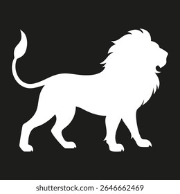 Lion silhouette logo. Black Lion icon isolated on white background. Vector illustration.