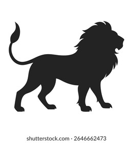 Lion silhouette logo. Black Lion icon isolated on white background. Vector illustration.