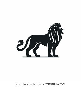 Lion silhouette logo design inspiration with a flat design using a black color