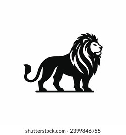 Lion silhouette logo design inspiration with a flat design using a black color