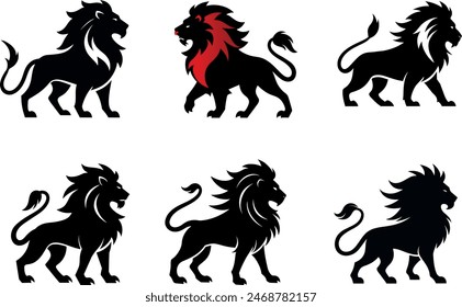            Lion silhouette logo icon vector illustration.
