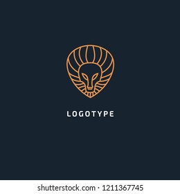 Lion silhouette logo. Vector abstract minimalistic illustration leo. Pride icon. Safari, savanna, zoo, animal vector flat style logotype modern.