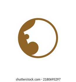 silueta de león en el diseño del logo del vector de círculo