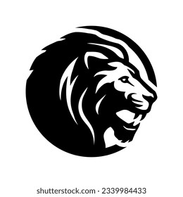 Lion silhouette, round shape logo.