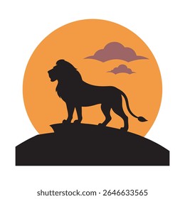 Lion Silhouette Savannah Sunset King Design