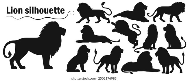 Lion silhouette set. Vector illustration