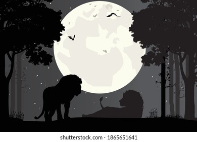 lion silhouette, simple vector illustration