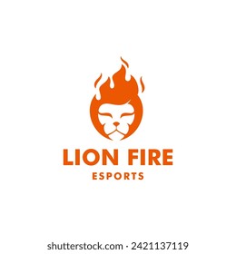 Lion silhouette that forms fire flame. illustration logo vector template