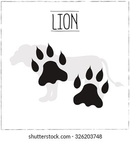 Lion Silhouette with trails. Vector Illustration.