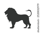 Lion silhouette vector art design mascot icon logo, Royal king lion crown logo vector. Premium luxury brand identity lion animal vector illustration cute cartoon lion isolated on white background.