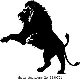Lion Silhouette Vector Black Wild Animal Clipart on White Background