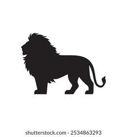 lion silhouette vector. illustration, black, lion, wild, isolated and  animals