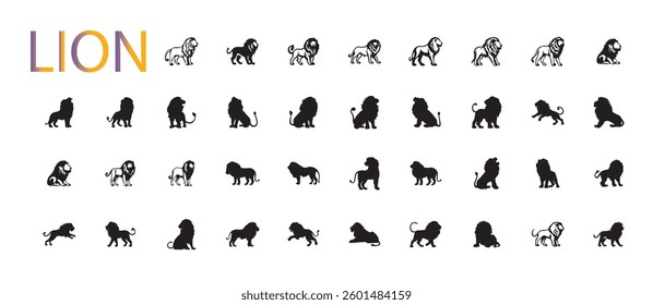lion silhouette vector illustration collection
