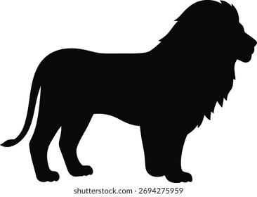 Silhueta de leão. Ilustração vetorial sobre fundo branco
