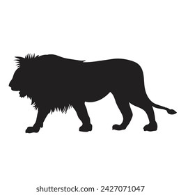 Lion silhouette vector on a white background

