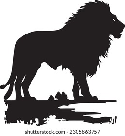 Lion silhouettes black white illustration vector design logo side view