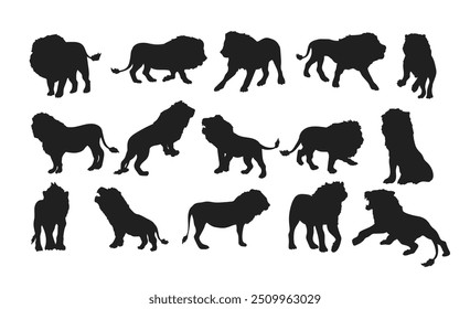  Lion silhouettes set Vector design